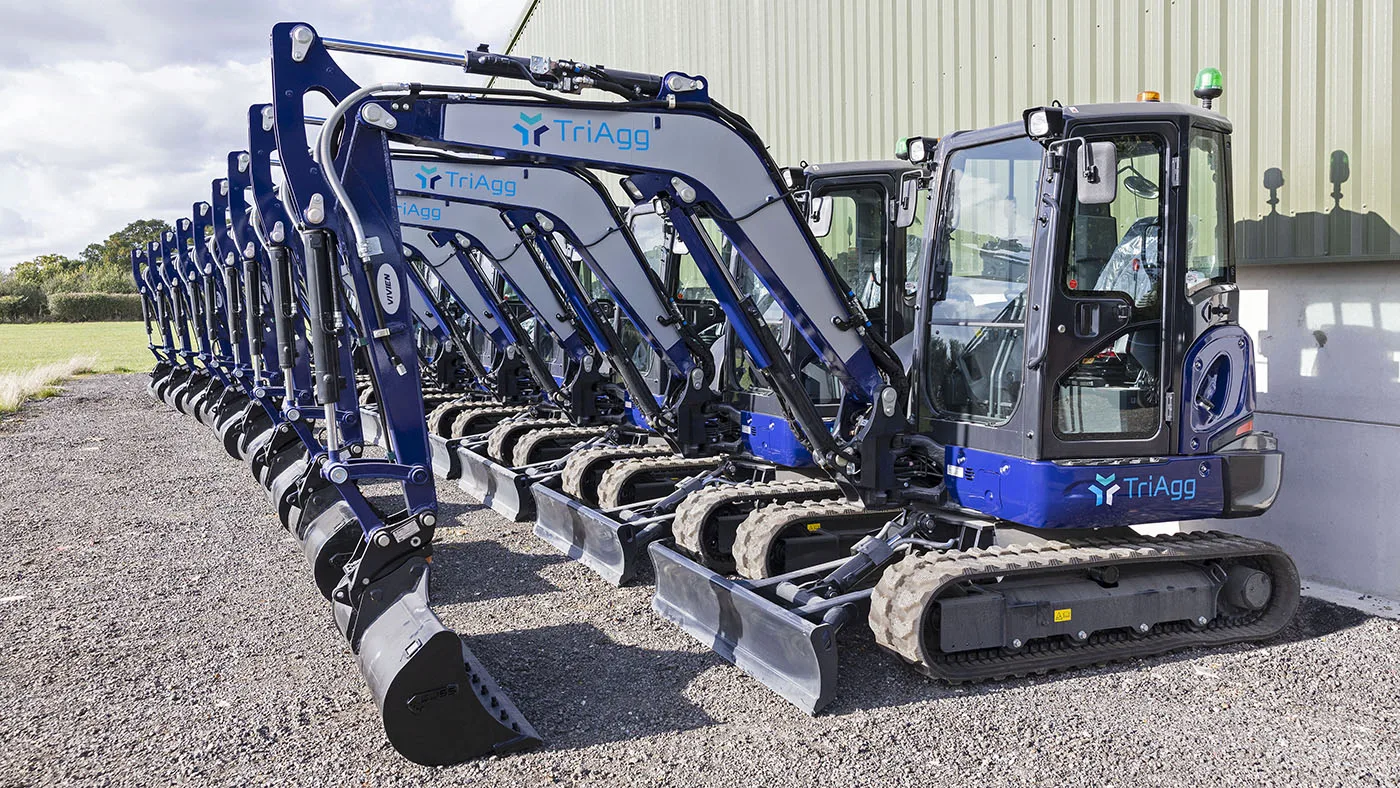 ten Kubota excavators