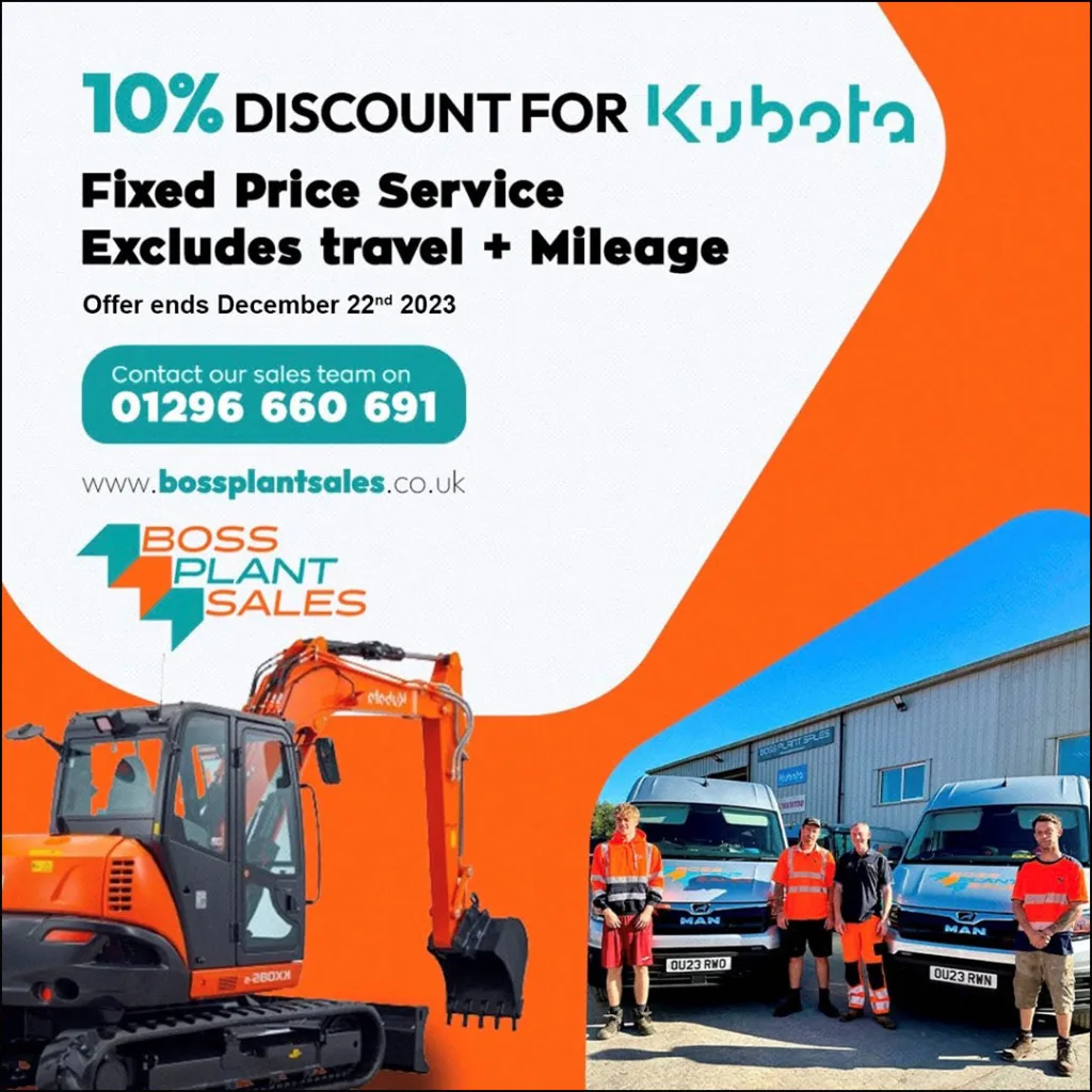SAVE 10% ON A FIXED PRICE SERVICE FOR YOUR KUBOTA